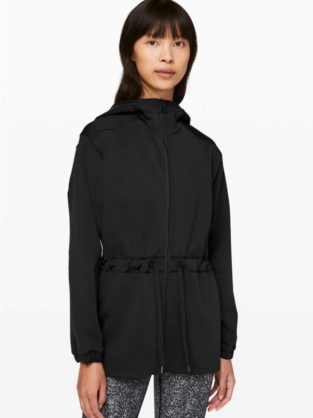 lululemon gotta hustle Black Hooded Drawstring Jacket -6
